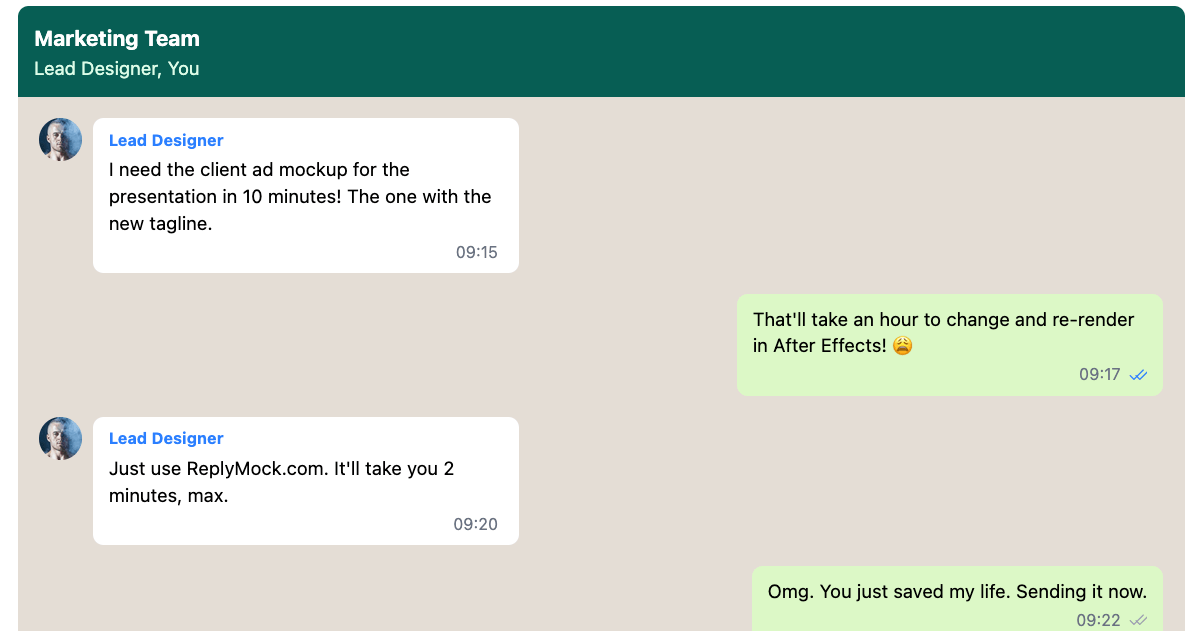 Social Media Chat Mockup created with ReplyMock